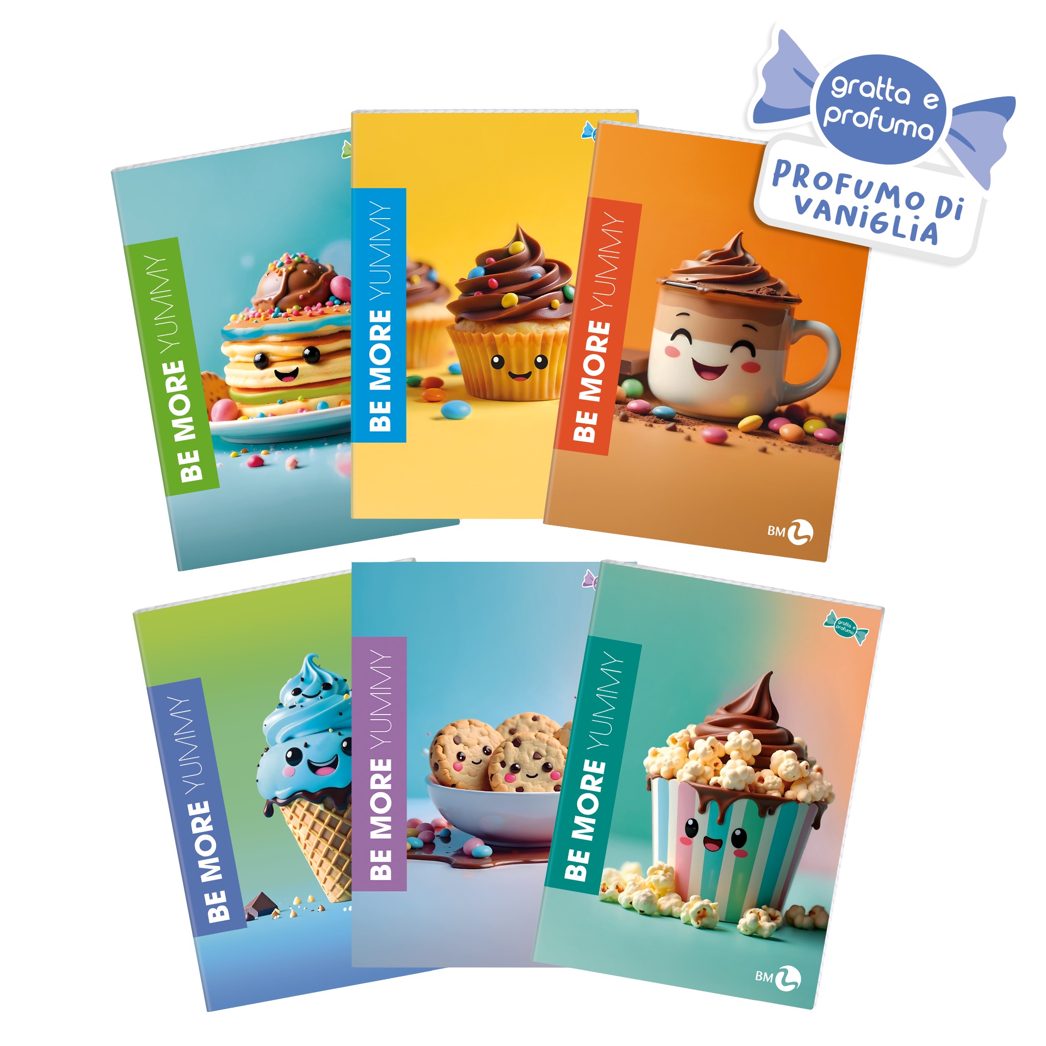 Maxi A4 notebooks with perfume BE MORE YUMMY – 10 assorted pieces