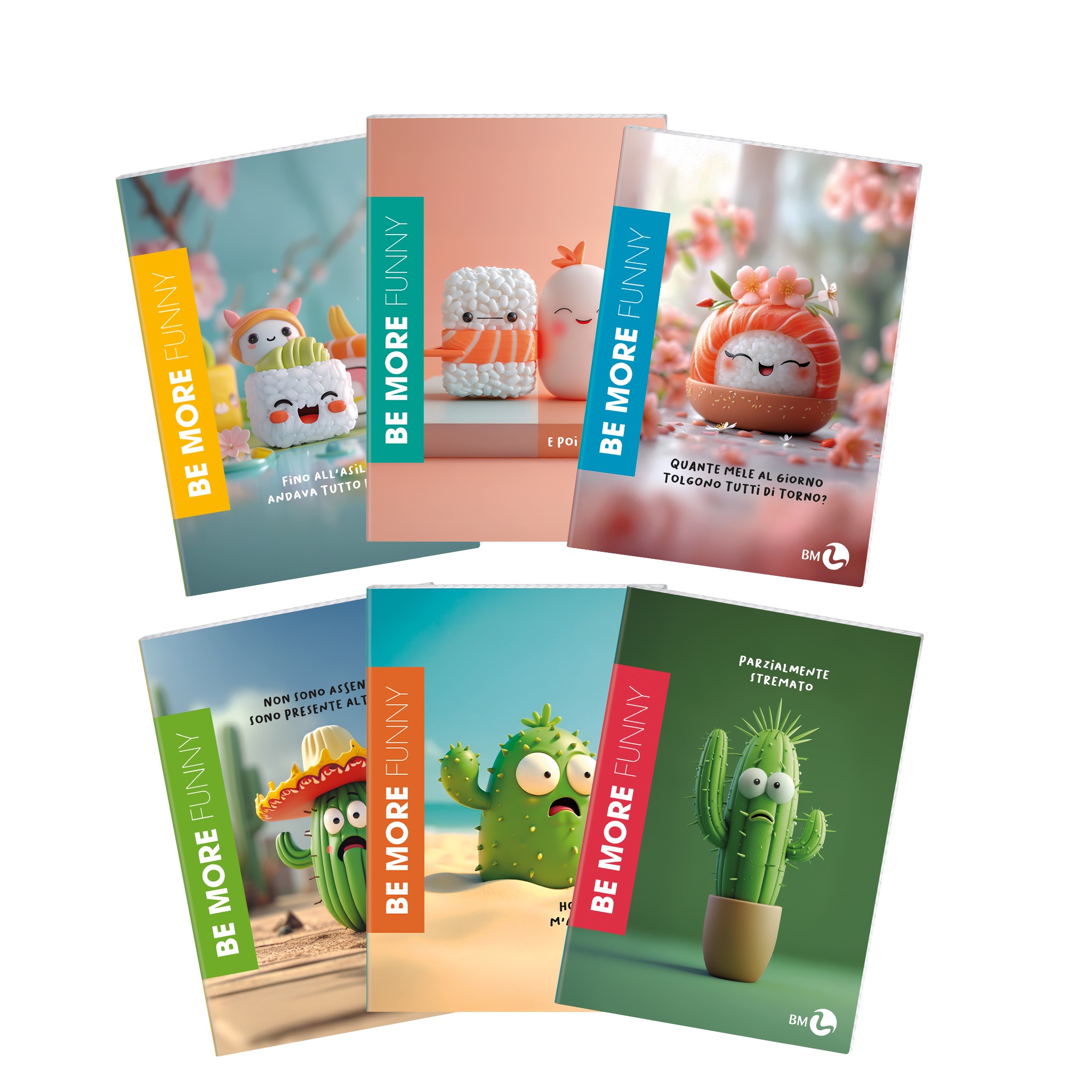 Maxi A4 notebooks with funny phrases BE MORE FUNNY – 10 assorted pieces