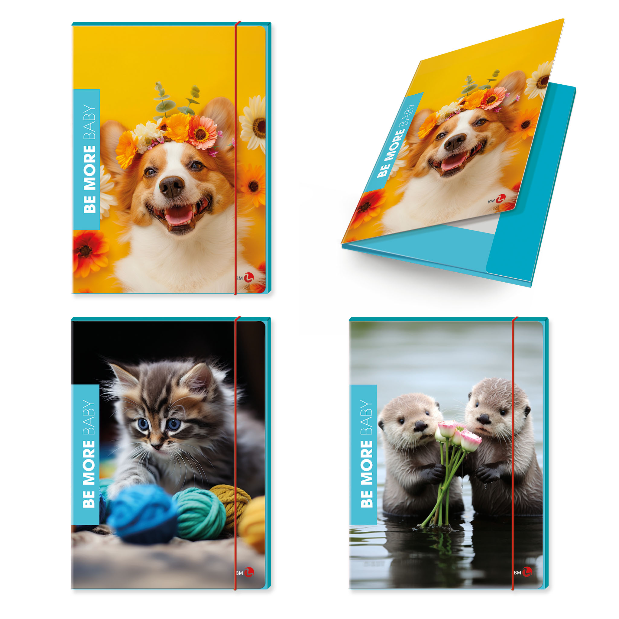 Cartelline 3 lembi dorso 1cm con elastico BE MORE BABY 6 pezzi assortiti outlet