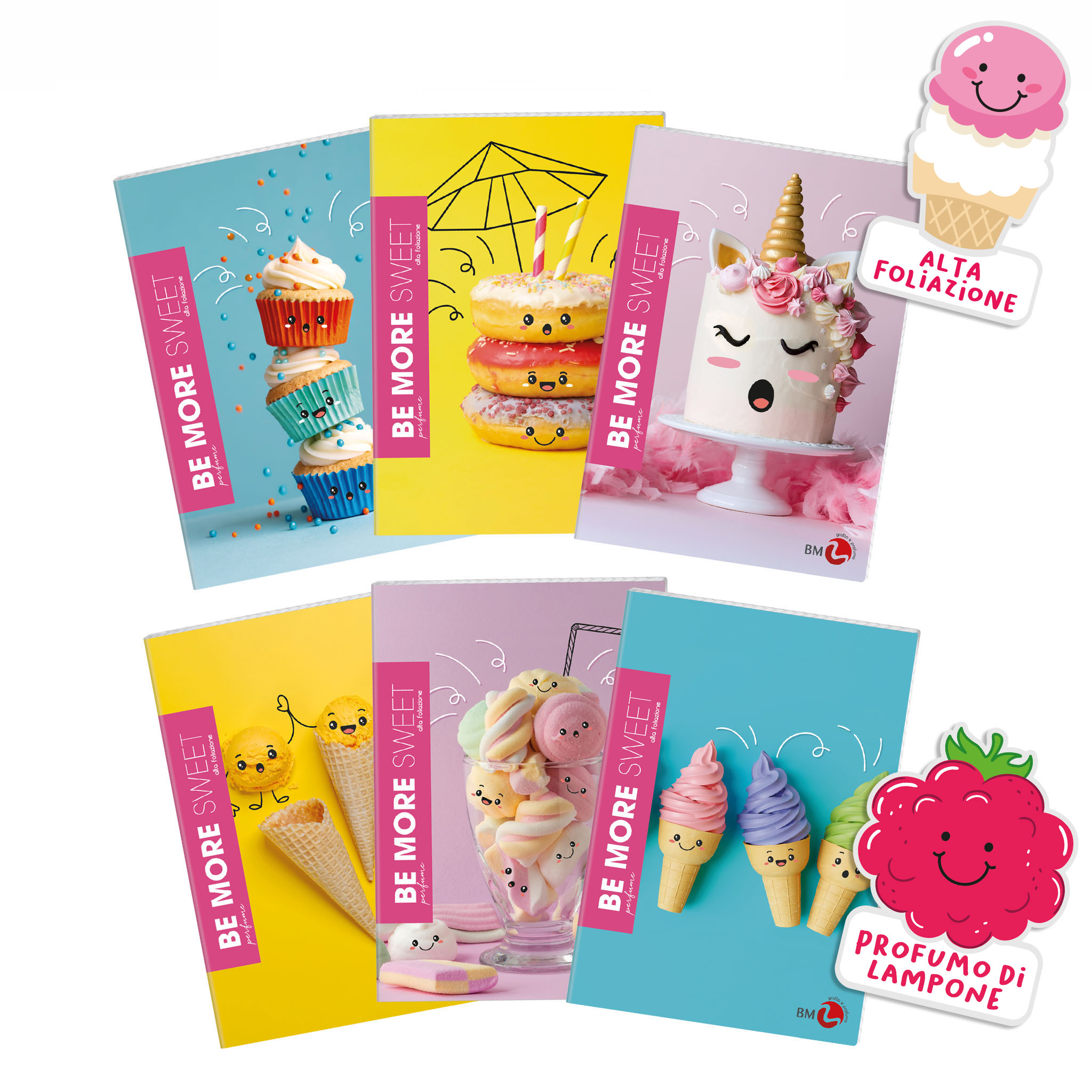 Maxi quaderni A4 profumati +30% pagine BE MORE Sweet – 10 pezzi assortiti Outlet