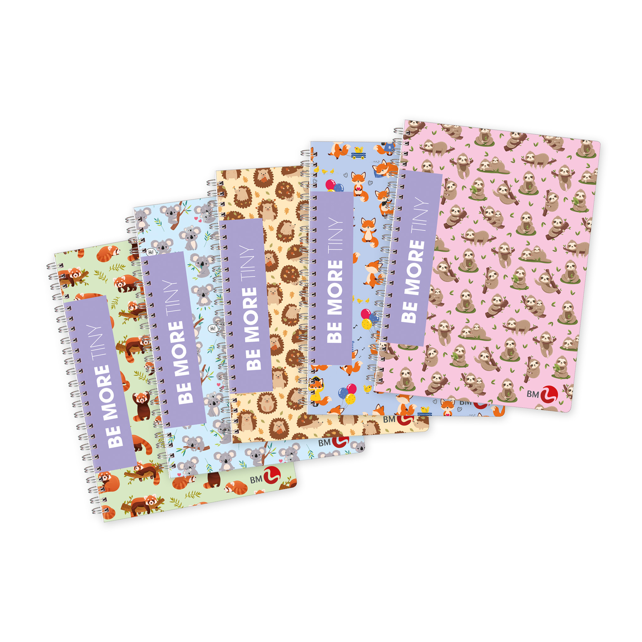 Spiral bound A5 notebooks BE MORE TINY - 4 assorted pieces outlet