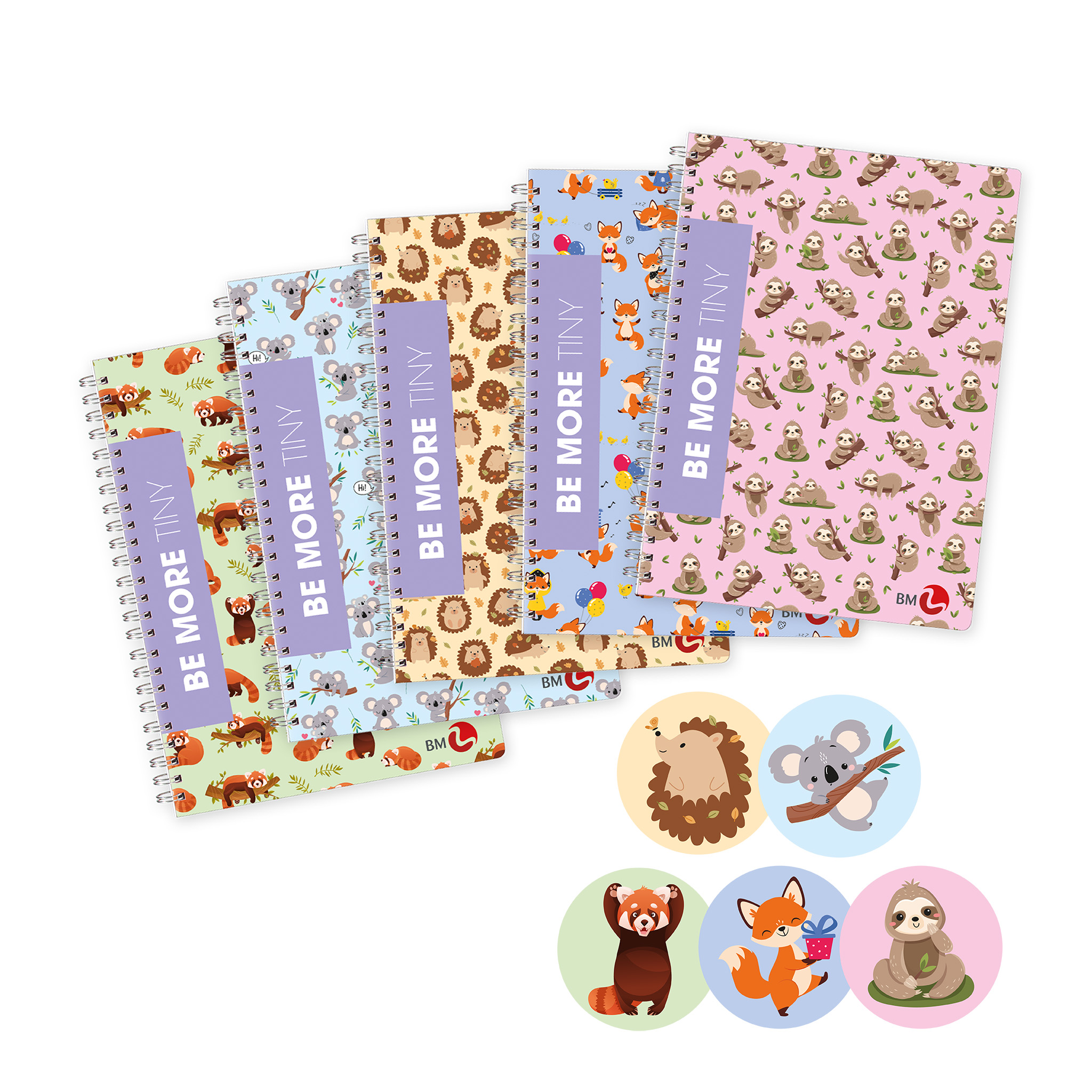 Spiral bound A5 notebooks BE MORE TINY - 4 assorted pieces outlet