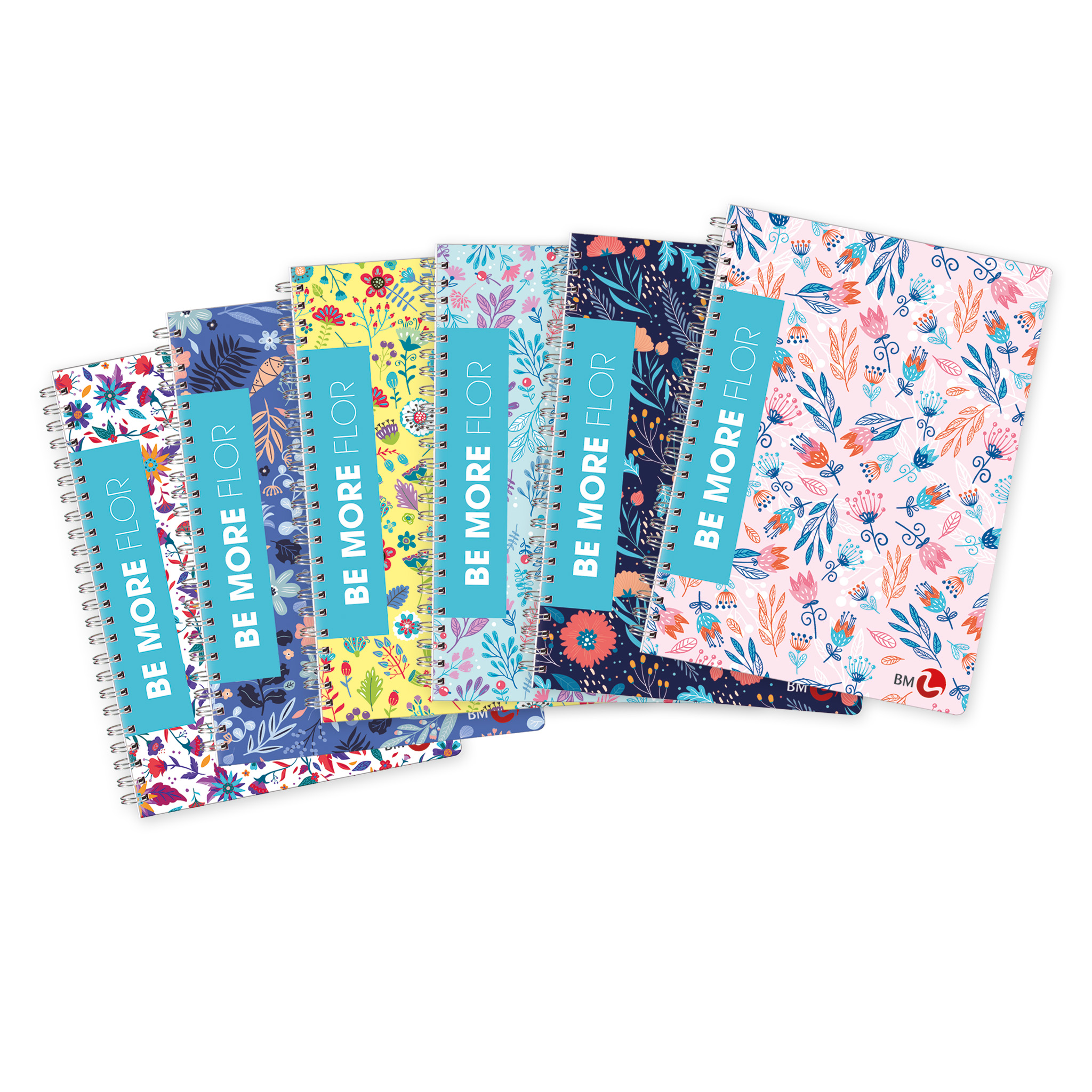 A5 spiral bound notebooks BE MORE FLOR - 4 assorted pieces outlet
